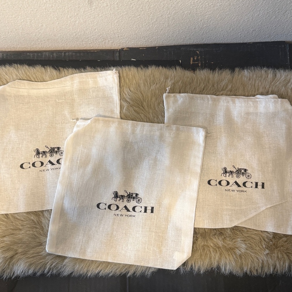 COACH Lot of 5 size 8" x 8" Drawstring Dust Bag Cover Storage Cloth - Picture 3 of 4
